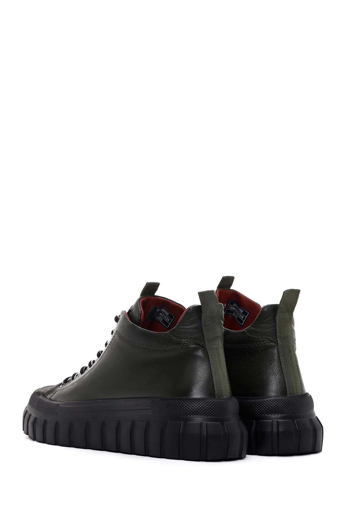 Erkek Haki Kalın Tabanlı Deri Blekli Sneaker Bot - Image 5