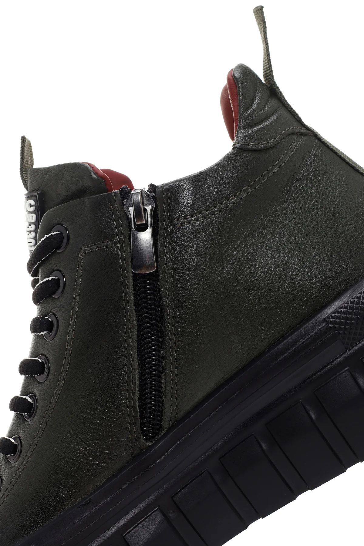 Erkek Haki Kalın Tabanlı Deri Blekli Sneaker Bot - Image 9