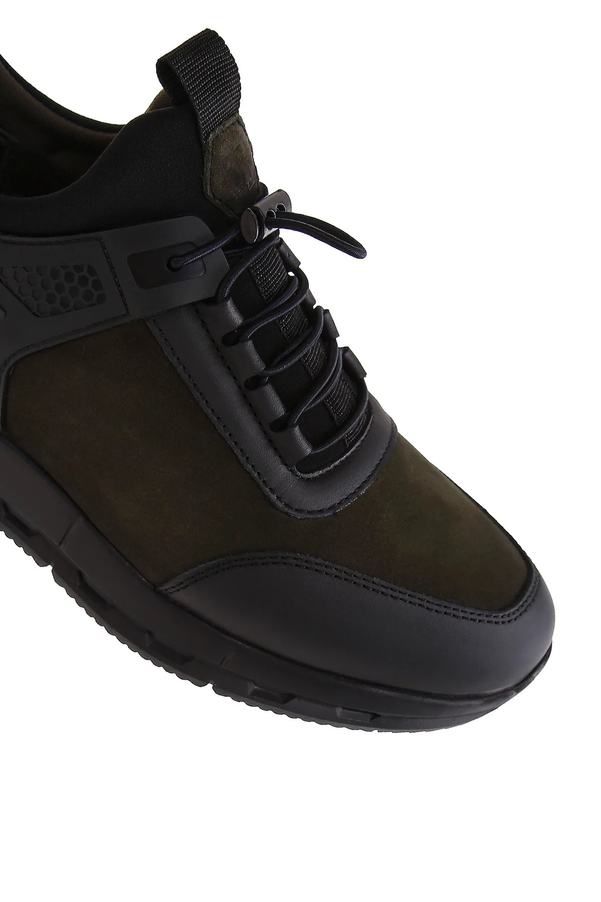 Erkek Haki Nubuk Deri Detaylı Sneaker - Image 10