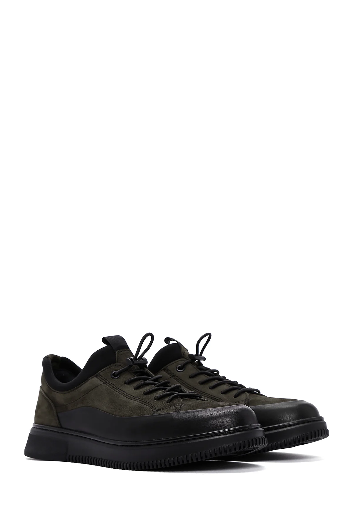 Erkek Haki Nubuk Deri Sneaker - Image 3