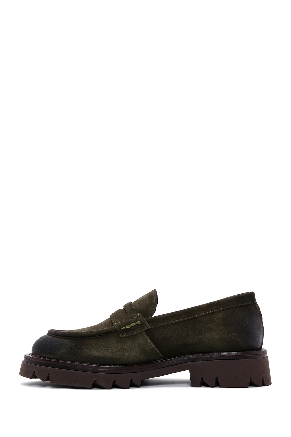 Erkek Haki Süet Deri Casual Loafer - Image 3