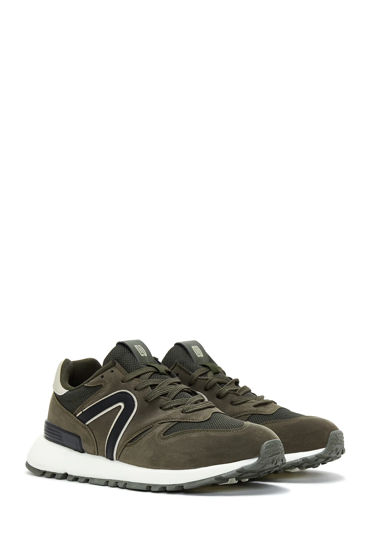 Erkek Haki Süet Deri Sneaker - Image 3