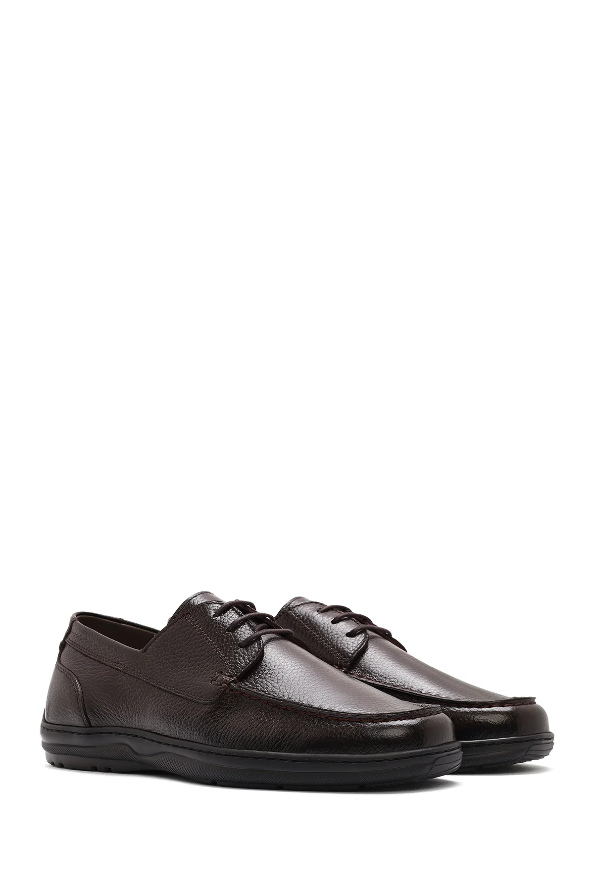 Erkek Kahverengi Bağcıklı Deri Casual Ayakkabı - Image 3