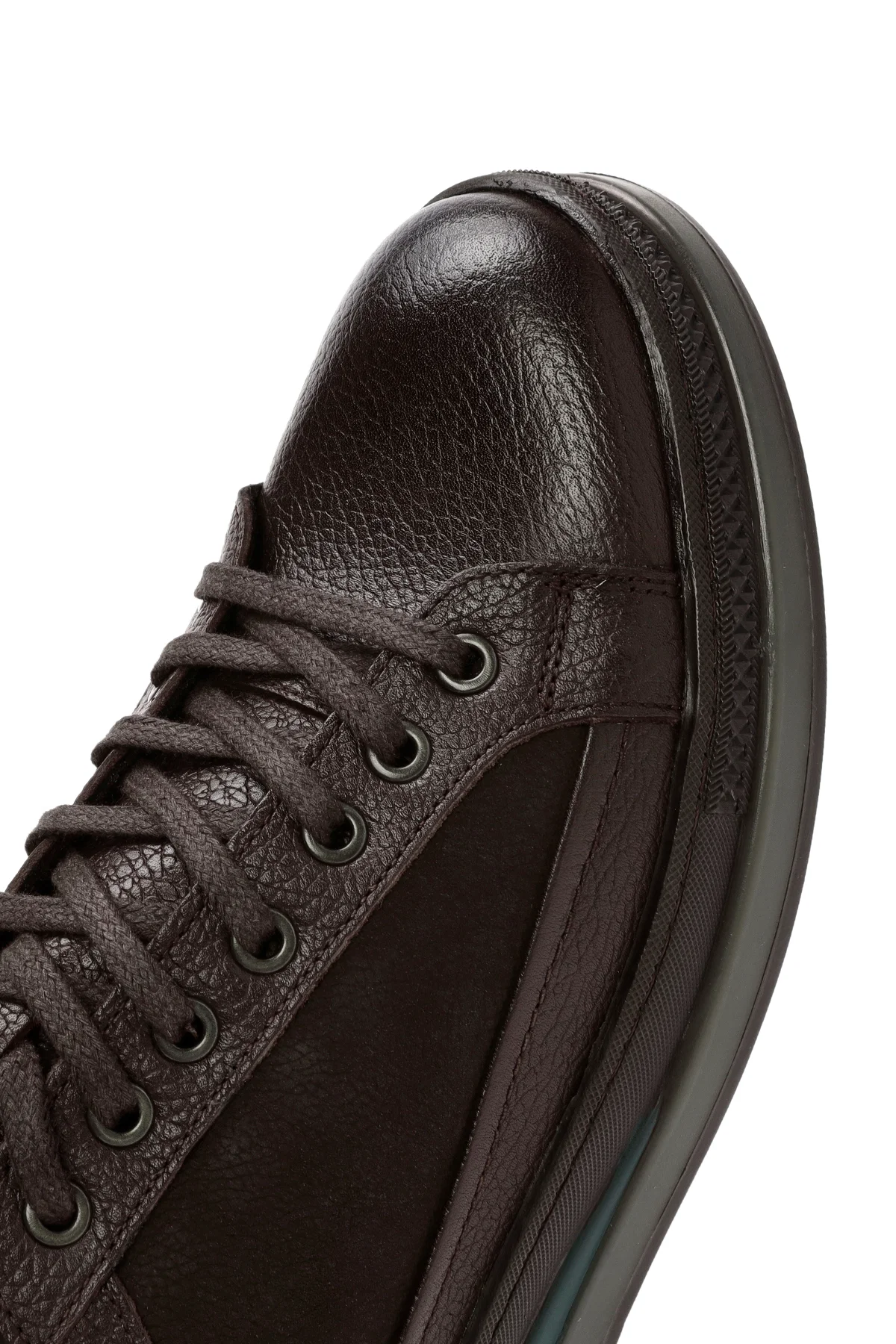 Erkek Kahverengi Bağcıklı Deri Casual Sneaker - Image 10
