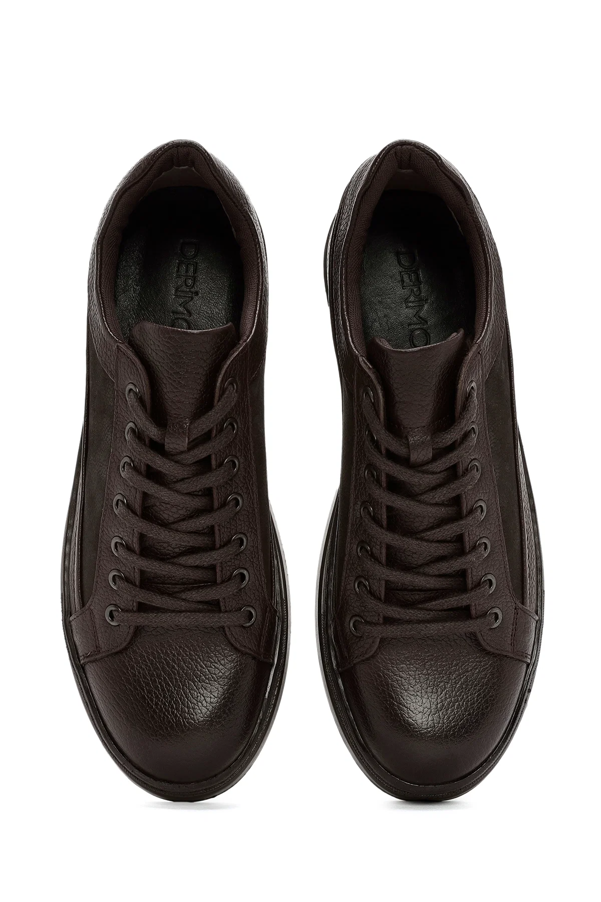 Erkek Kahverengi Bağcıklı Deri Casual Sneaker - Image 7