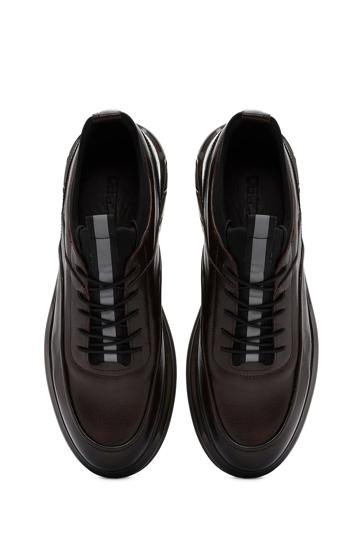 Erkek Kahverengi Bağcıklı Deri Casual Sneaker - Image 7