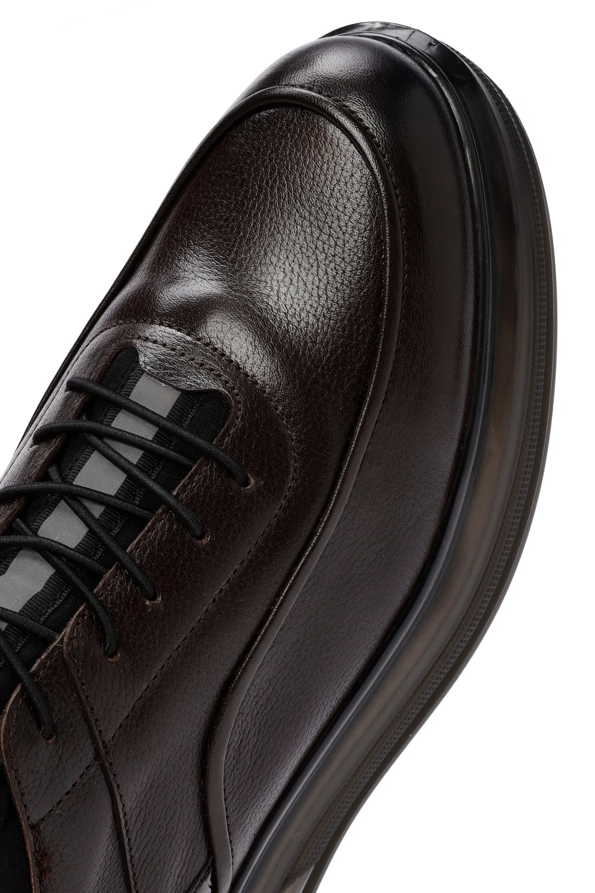 Erkek Kahverengi Bağcıklı Deri Casual Sneaker - Image 9