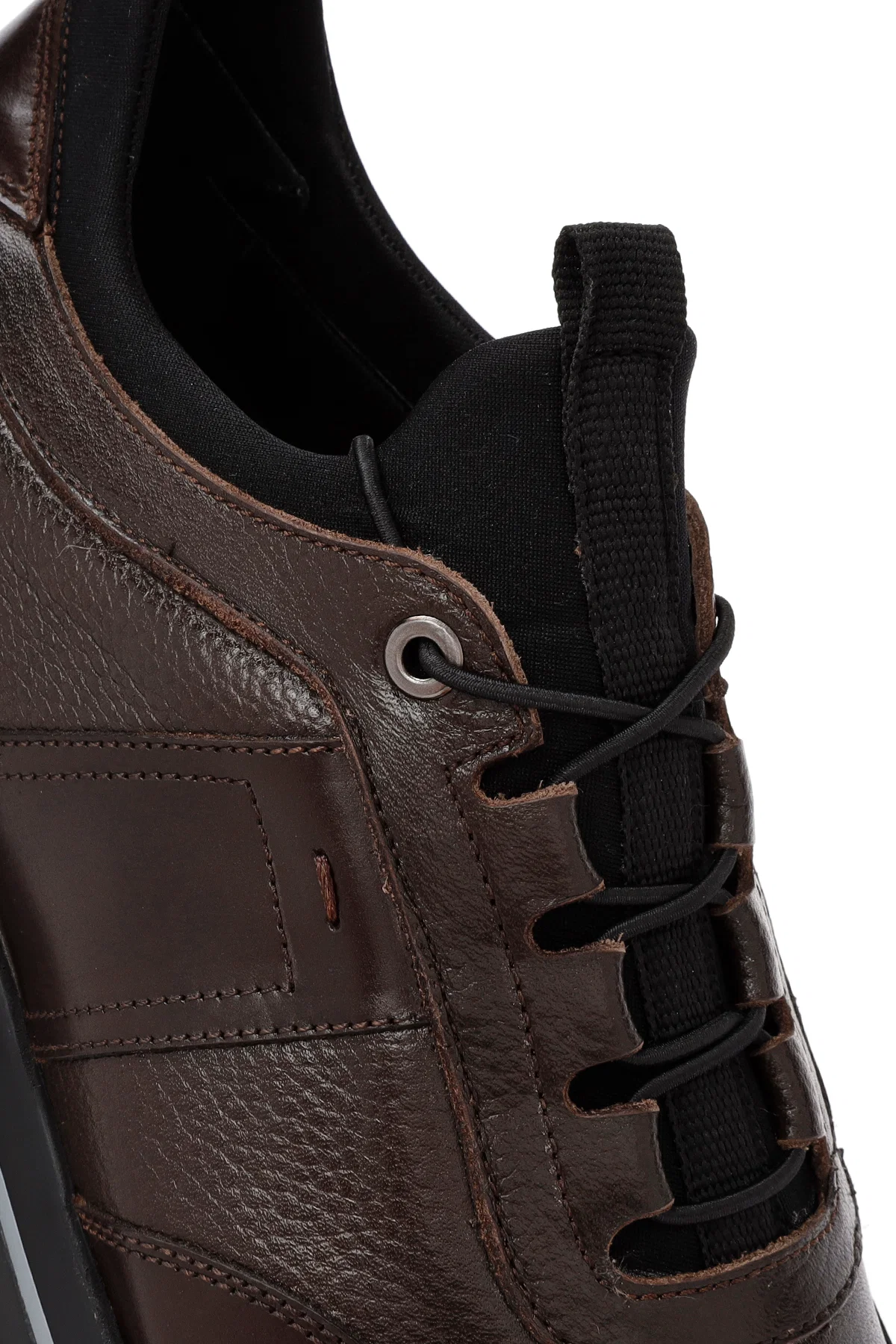 Erkek Kahverengi Bağcıklı Deri Casual Sneaker - Image 10