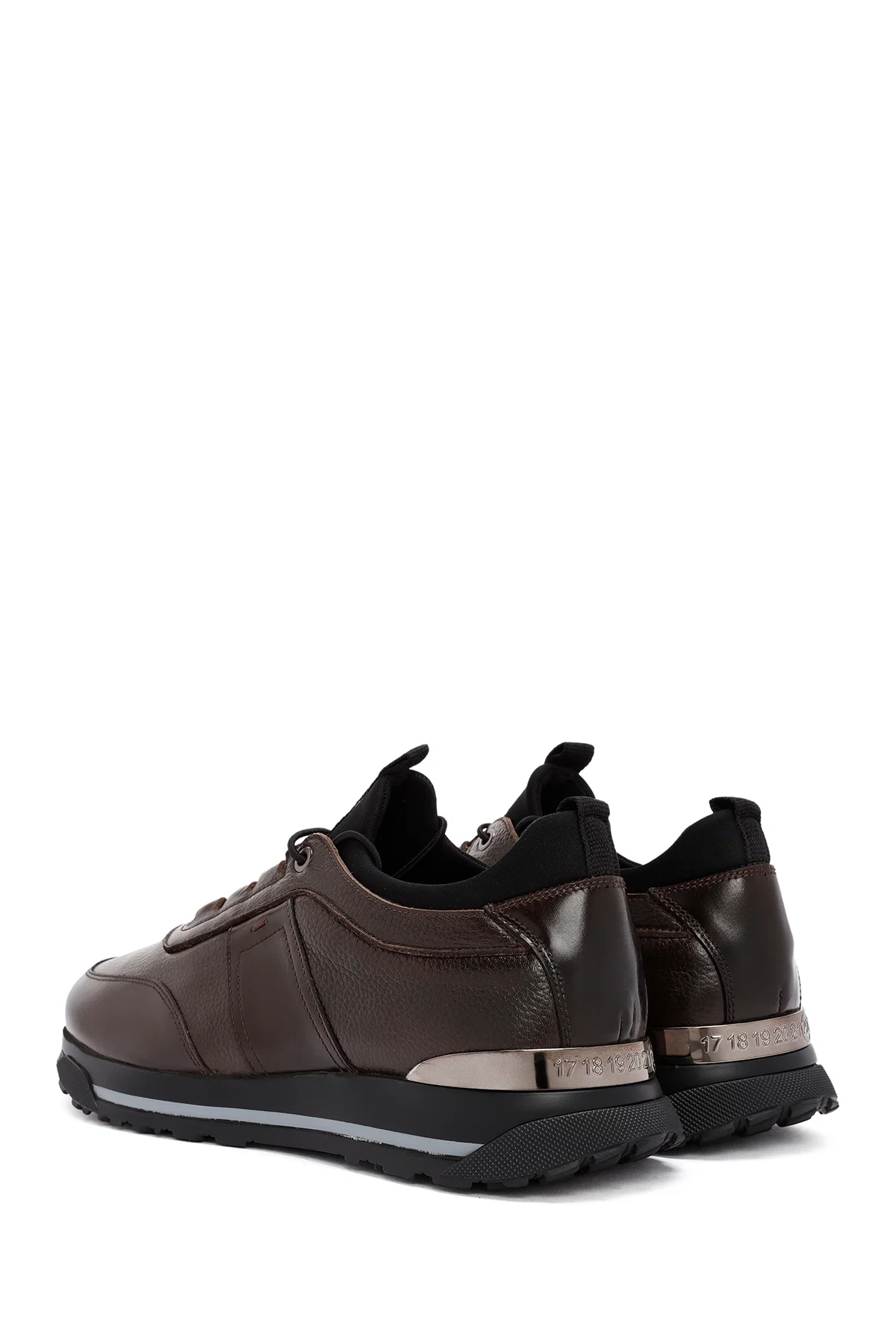 Erkek Kahverengi Bağcıklı Deri Casual Sneaker - Image 5