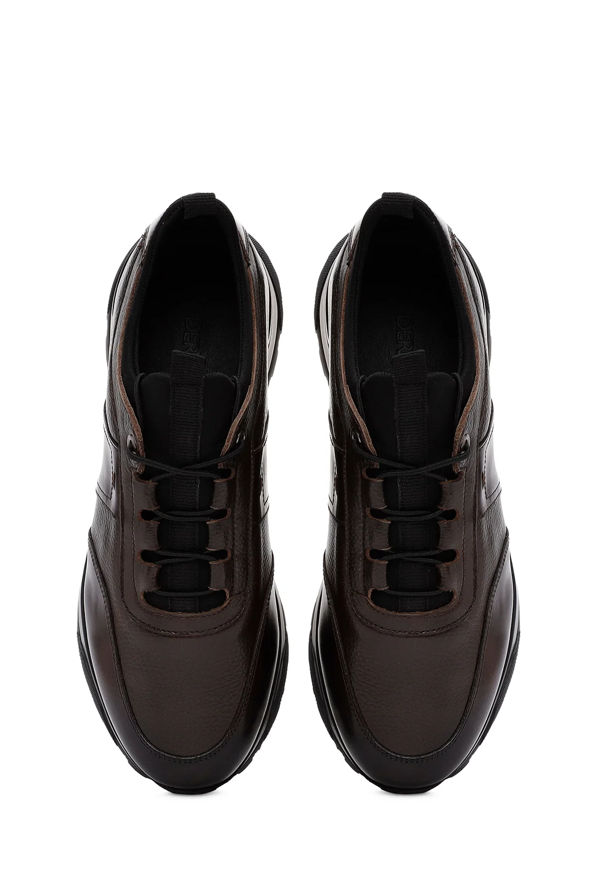 Erkek Kahverengi Bağcıklı Deri Casual Sneaker - Image 7