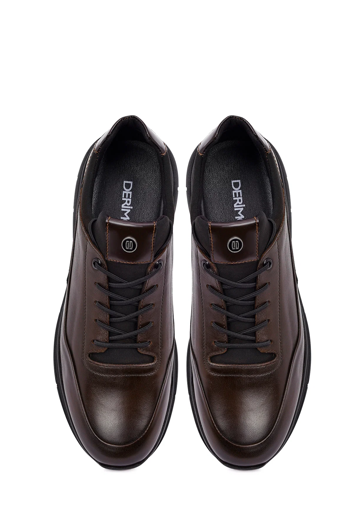 Erkek Kahverengi Bağcıklı Deri Casual Sneaker - Image 7