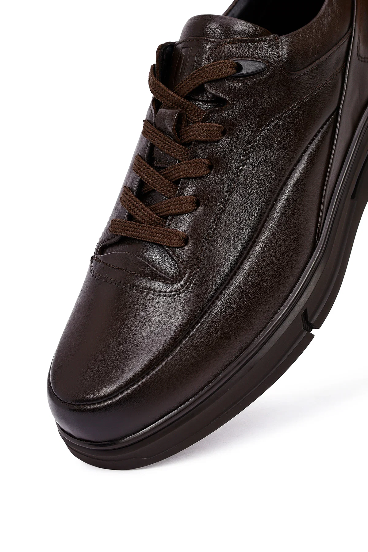 Erkek Kahverengi Bağcıklı Deri Casual Sneaker - Image 10
