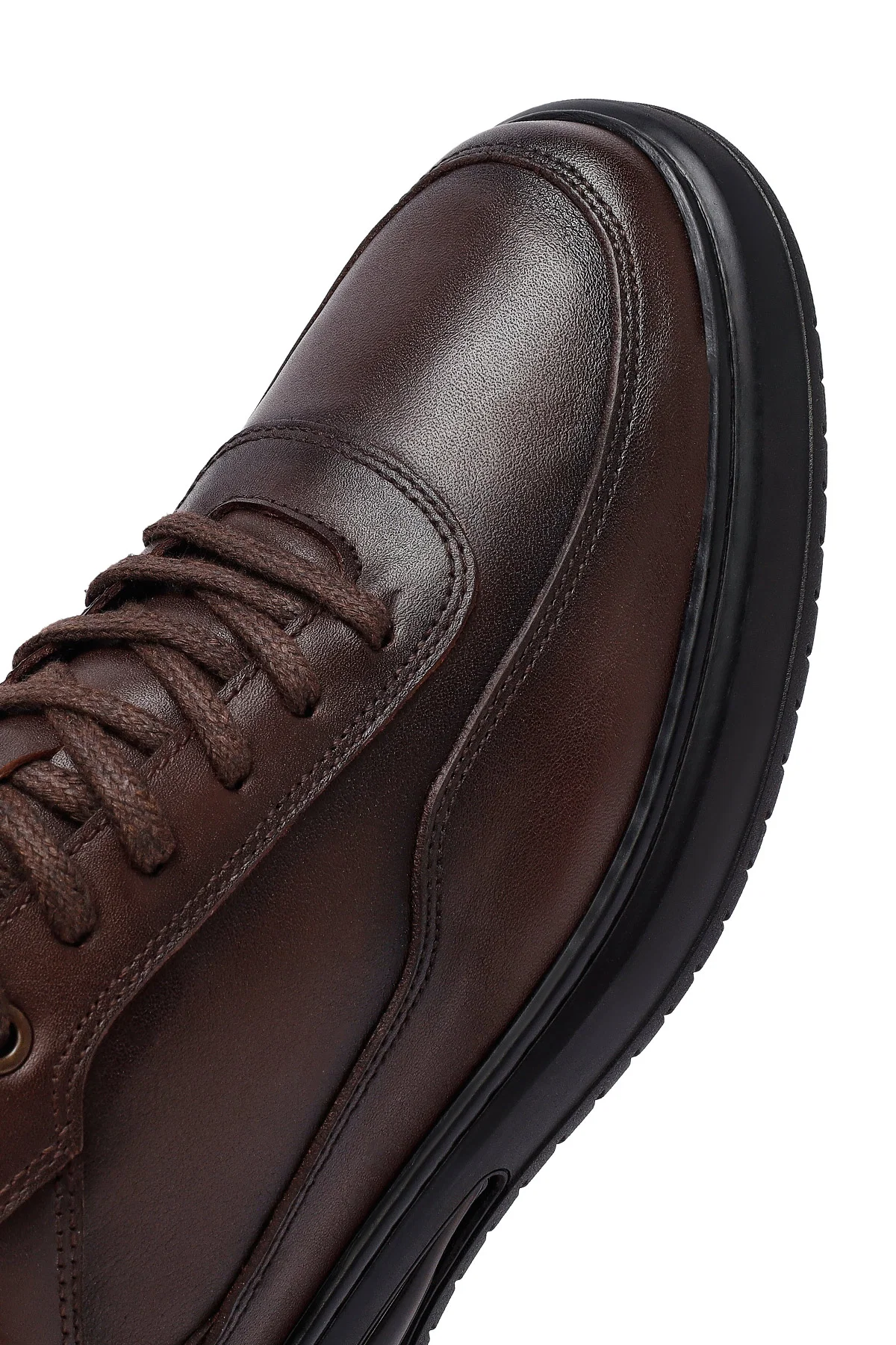 Erkek Kahverengi Bağcıklı Deri Casual Sneaker - Image 10