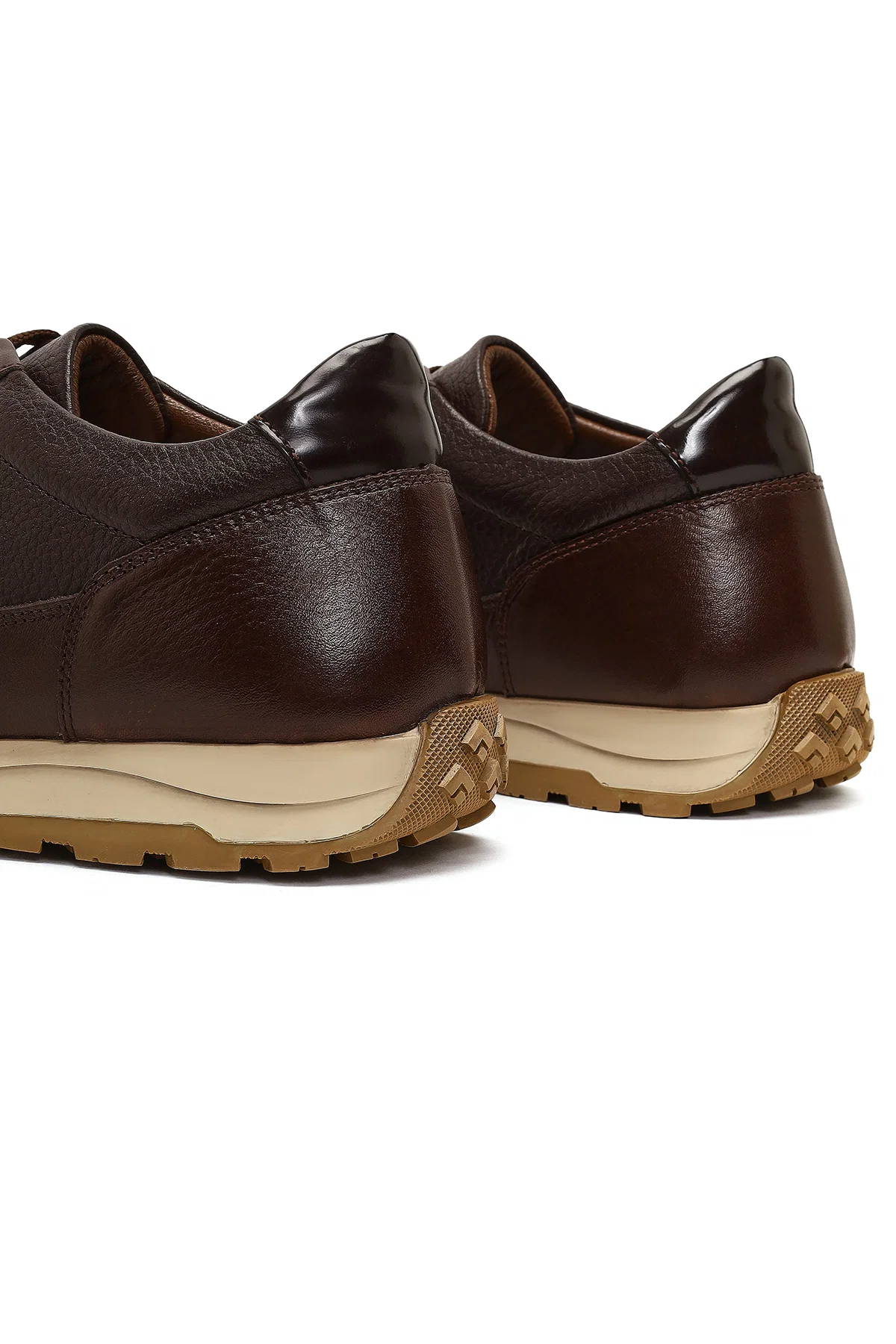 Erkek Kahverengi Bağcıklı Deri Casual Sneaker - Image 11