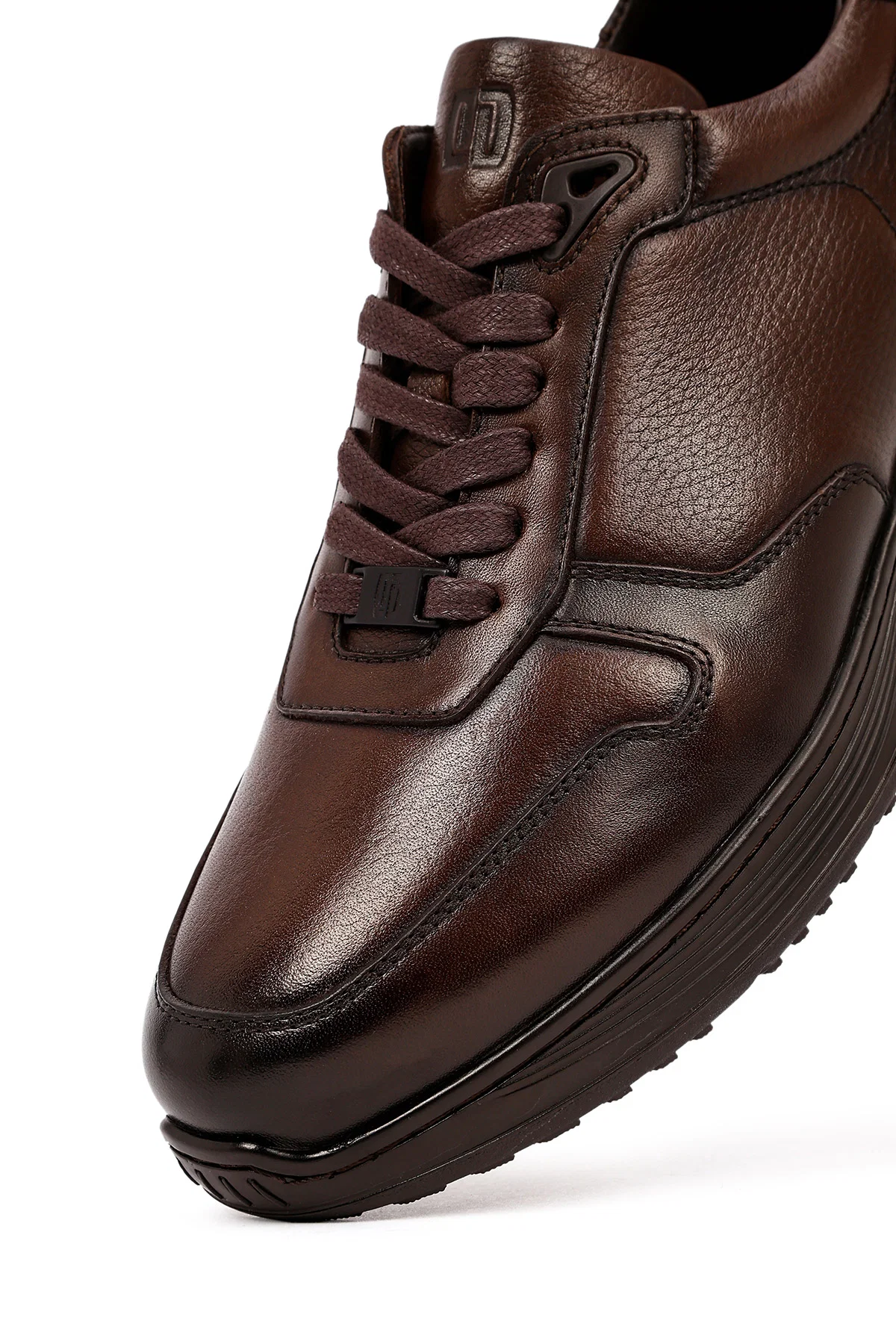 Erkek Kahverengi Bağcıklı Deri Casual Sneaker - Image 11