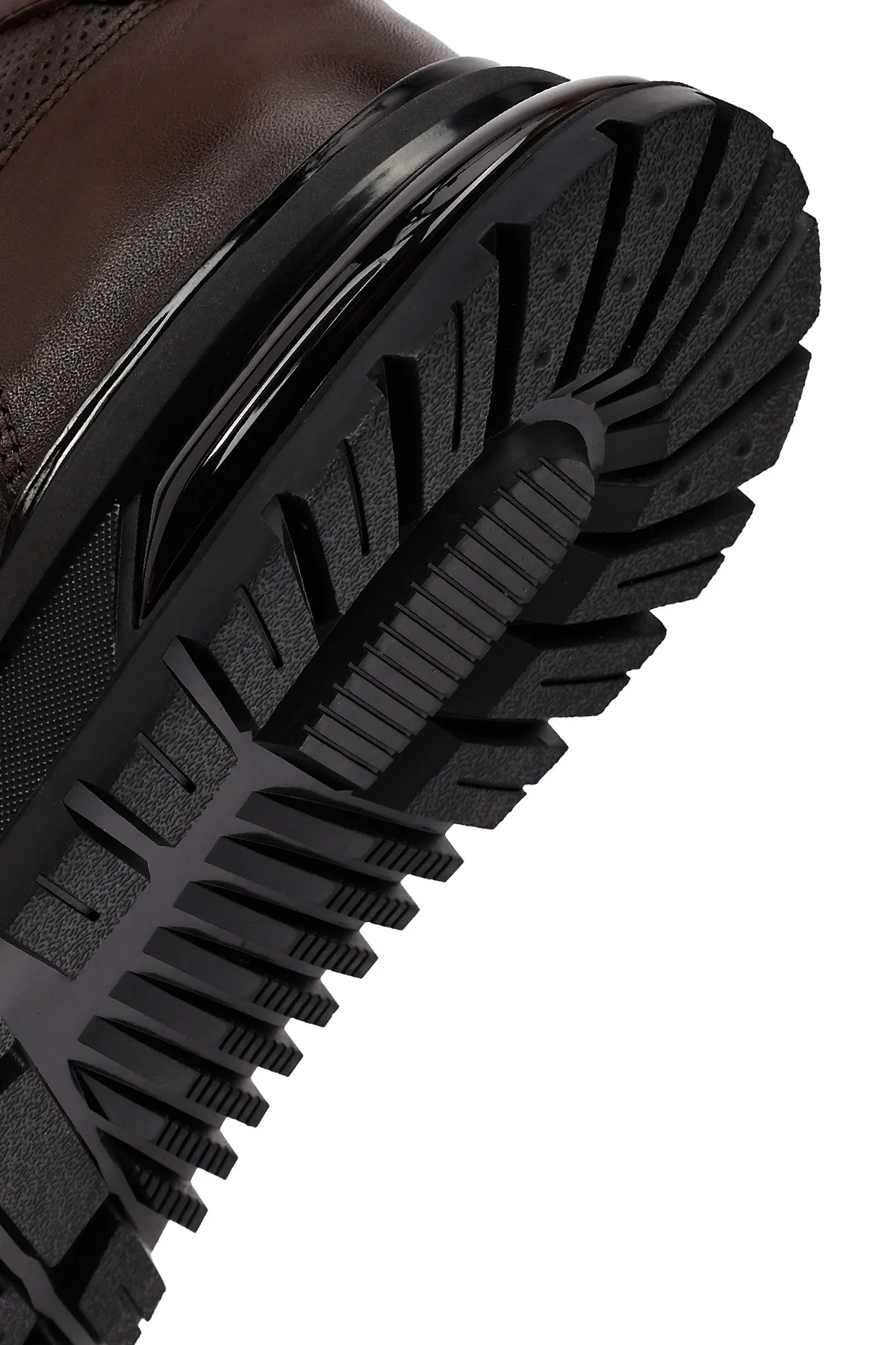 Erkek Kahverengi Bağcıklı Deri Casual Sneaker - Image 8