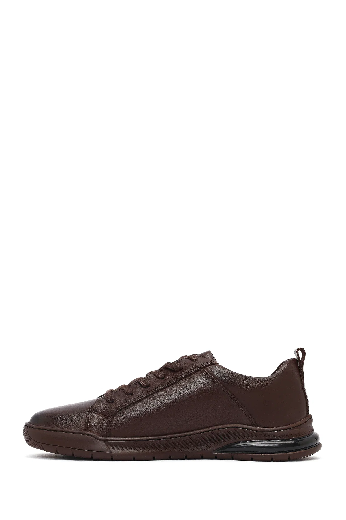 Erkek Kahverengi Bağcıklı Deri Casual Sneaker - Image 2