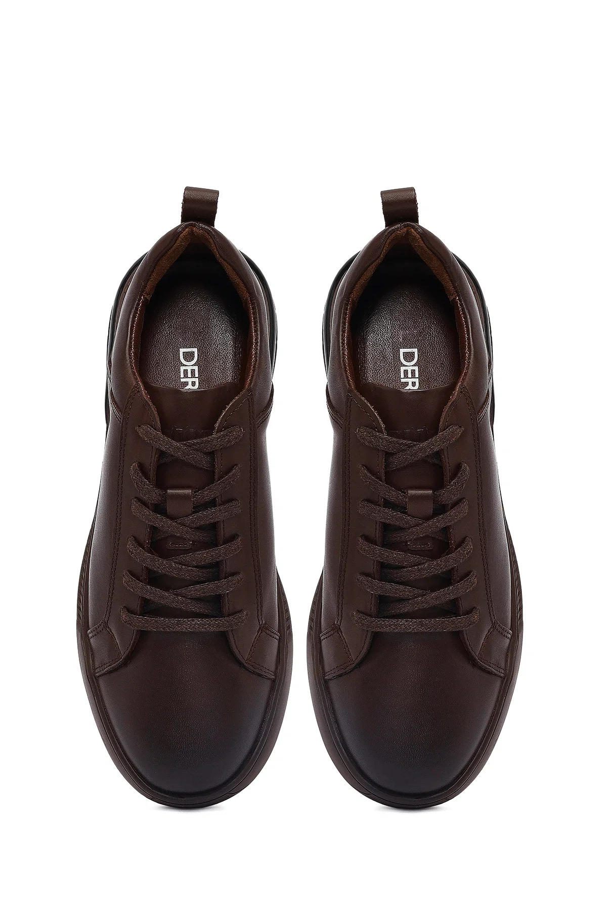 Erkek Kahverengi Bağcıklı Deri Casual Sneaker - Image 7