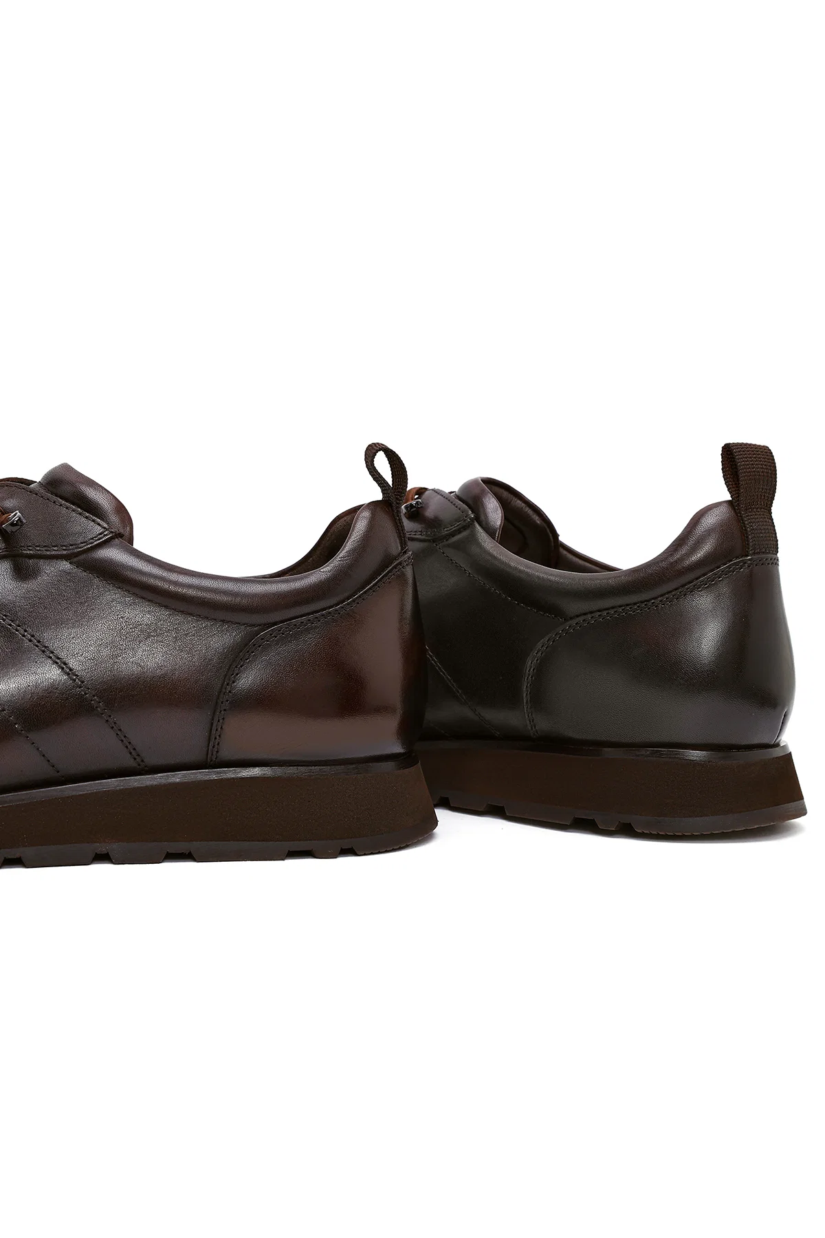 Erkek Kahverengi Bağcıklı Deri Casual Sneaker - Image 8