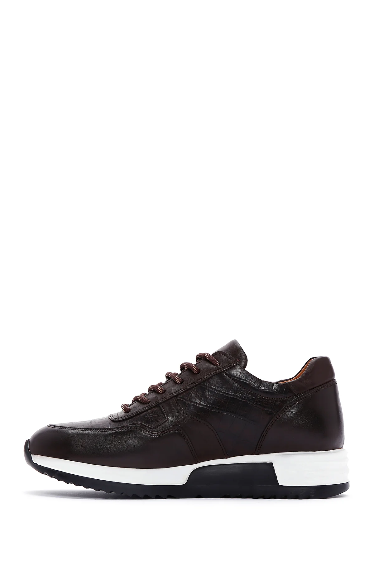 Erkek Kahverengi Bağcıklı Deri Sneaker - Image 2