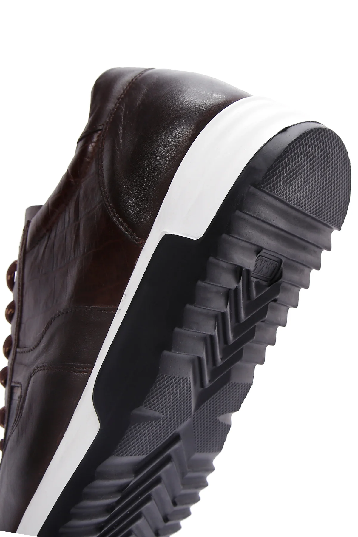Erkek Kahverengi Bağcıklı Deri Sneaker - Image 8