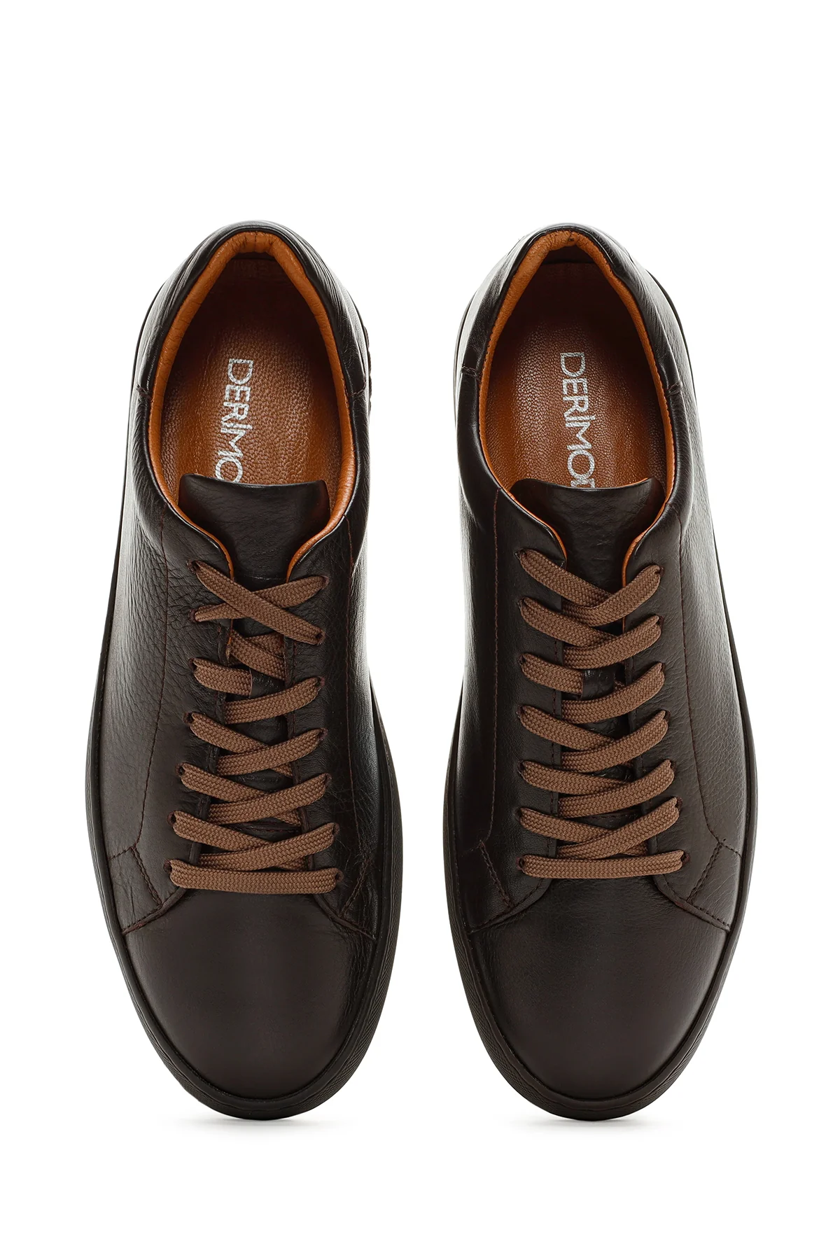 Erkek Kahverengi Bağcıklı Deri Sneaker - Image 6