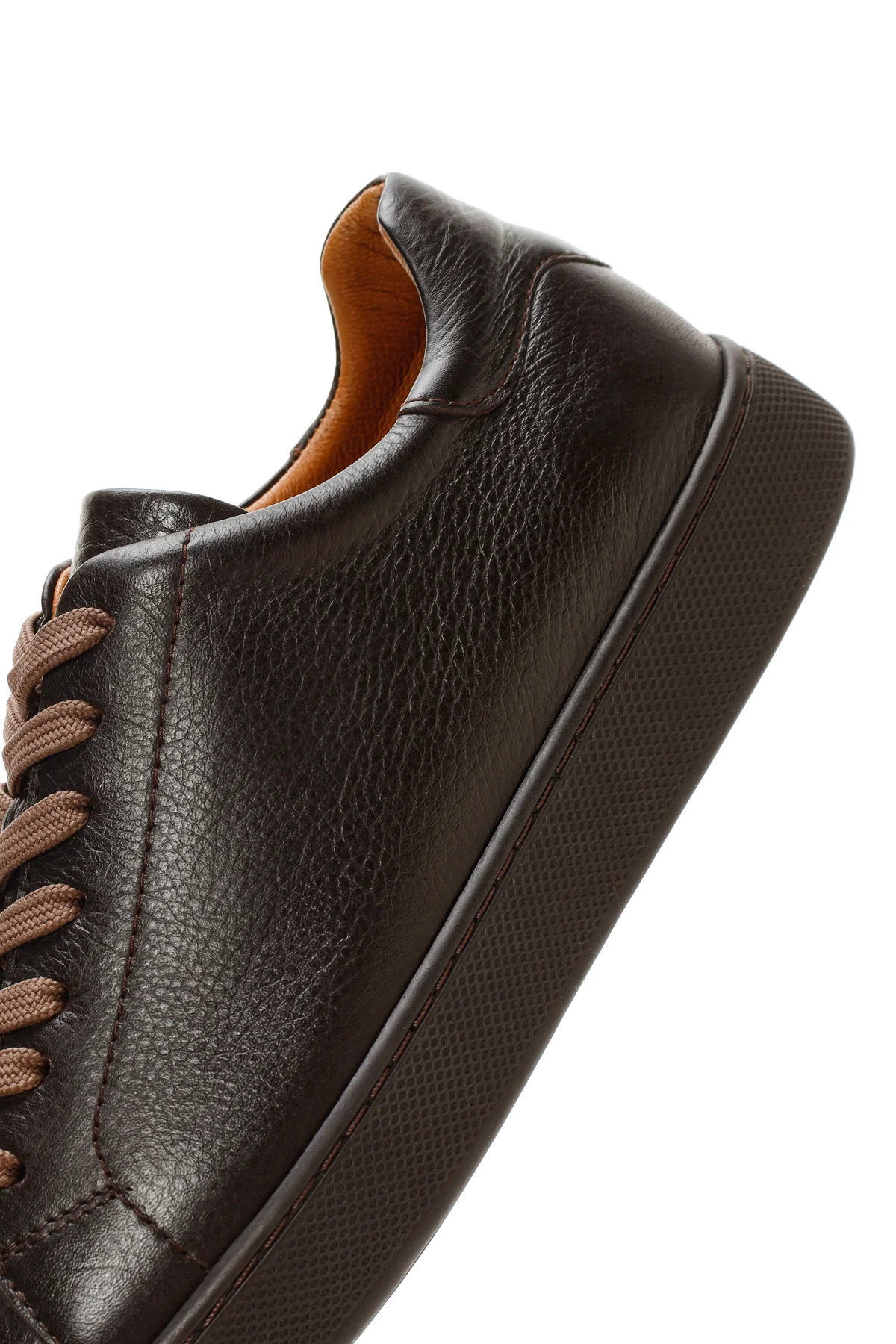 Erkek Kahverengi Bağcıklı Deri Sneaker - Image 7
