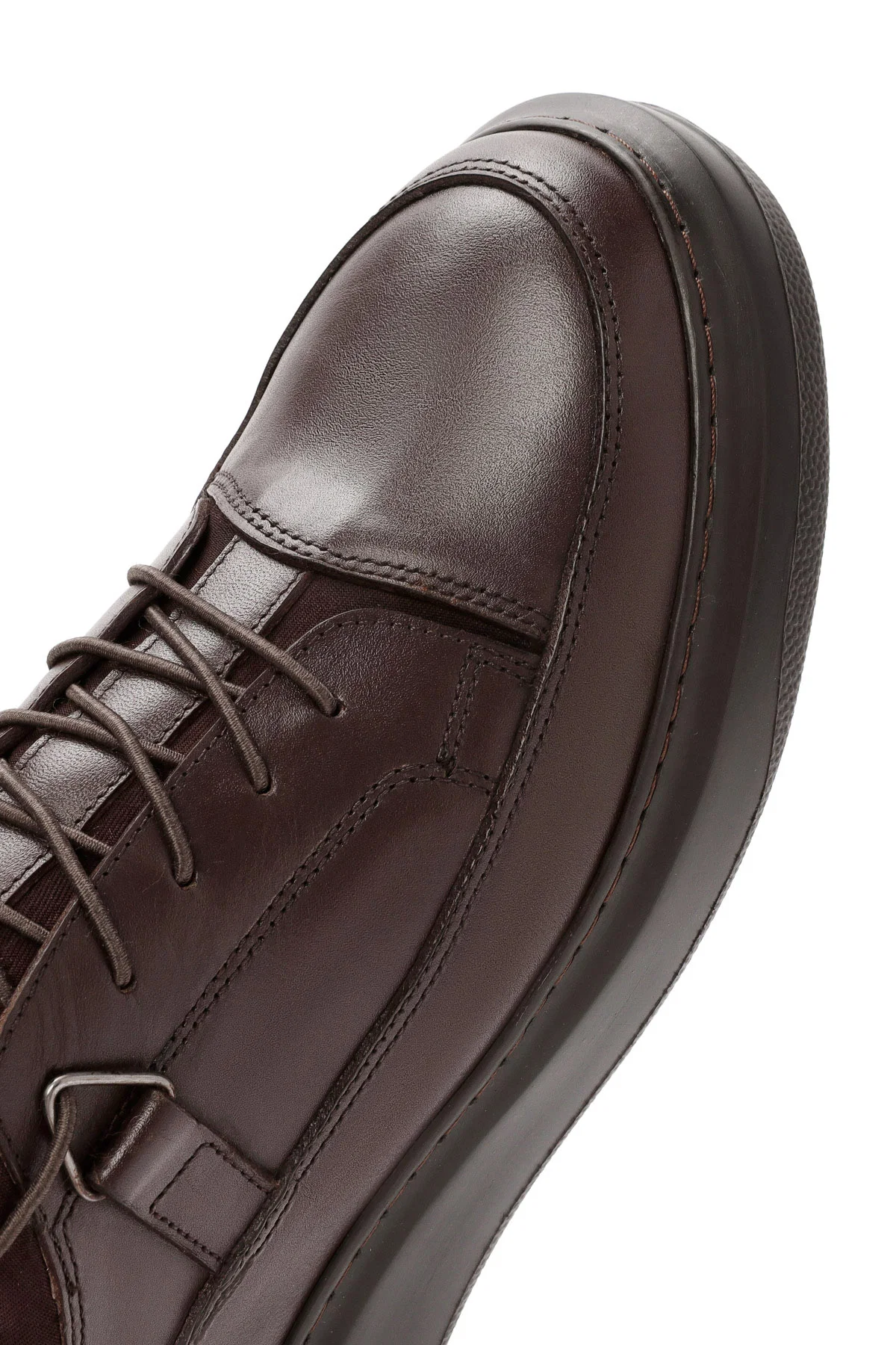 Erkek Kahverengi Bağcıklı Deri Sneaker - Image 10