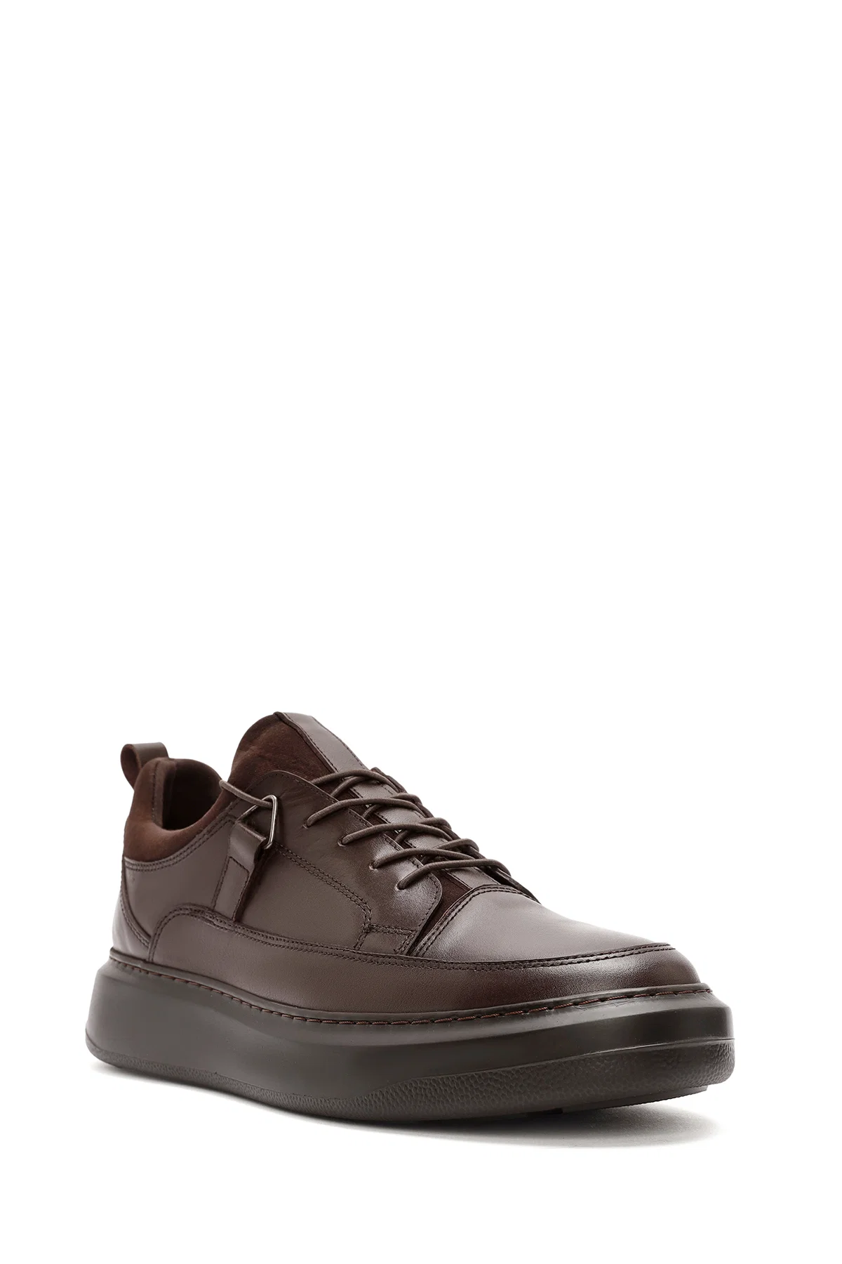 Erkek Kahverengi Bağcıklı Deri Sneaker - Image 6