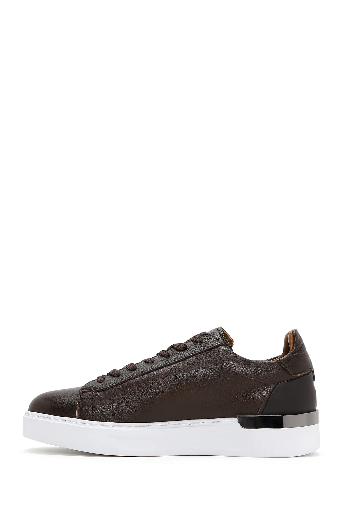 Erkek Kahverengi Bağcıklı Deri Sneaker - Image 2