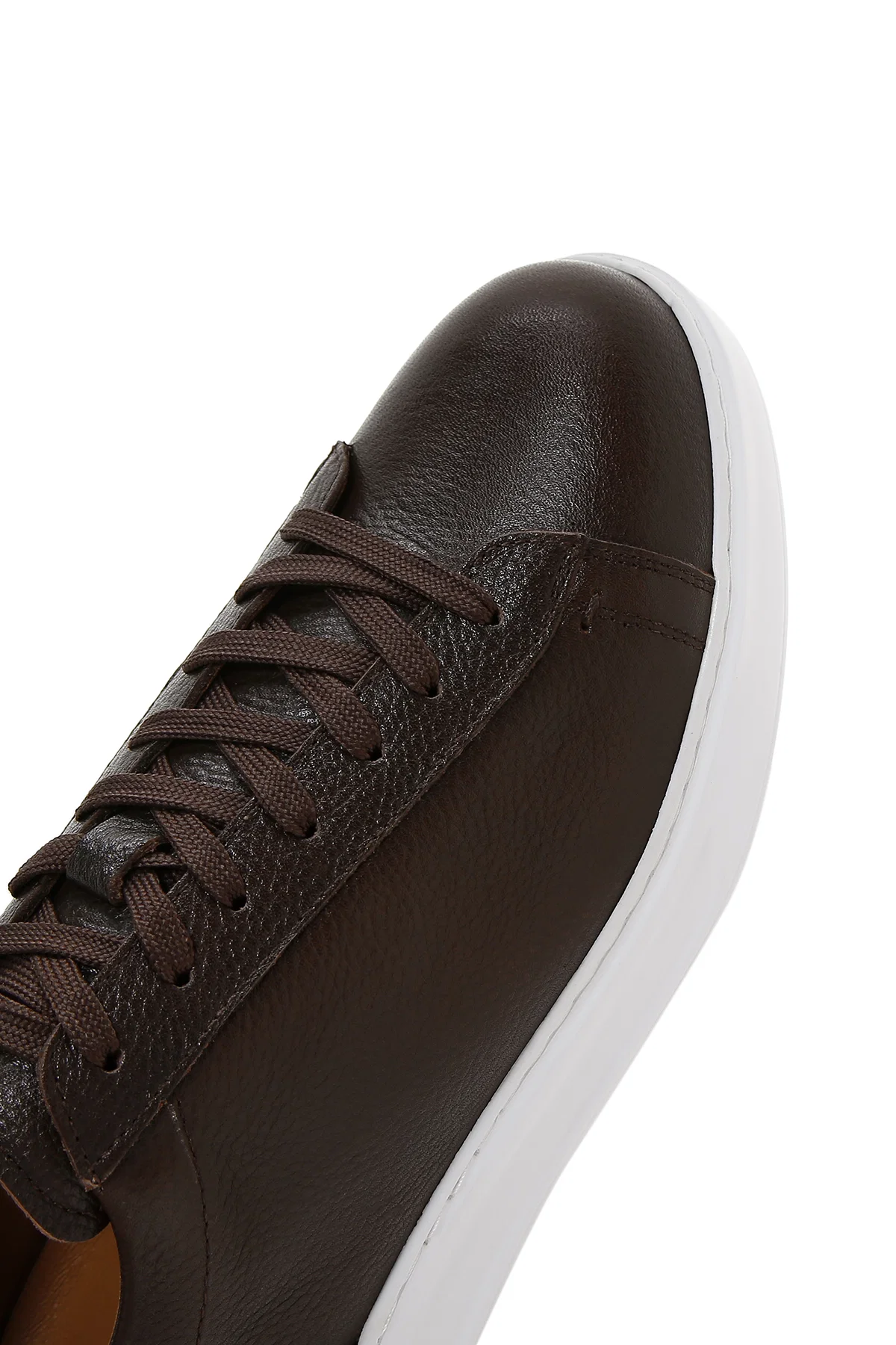 Erkek Kahverengi Bağcıklı Deri Sneaker - Image 8
