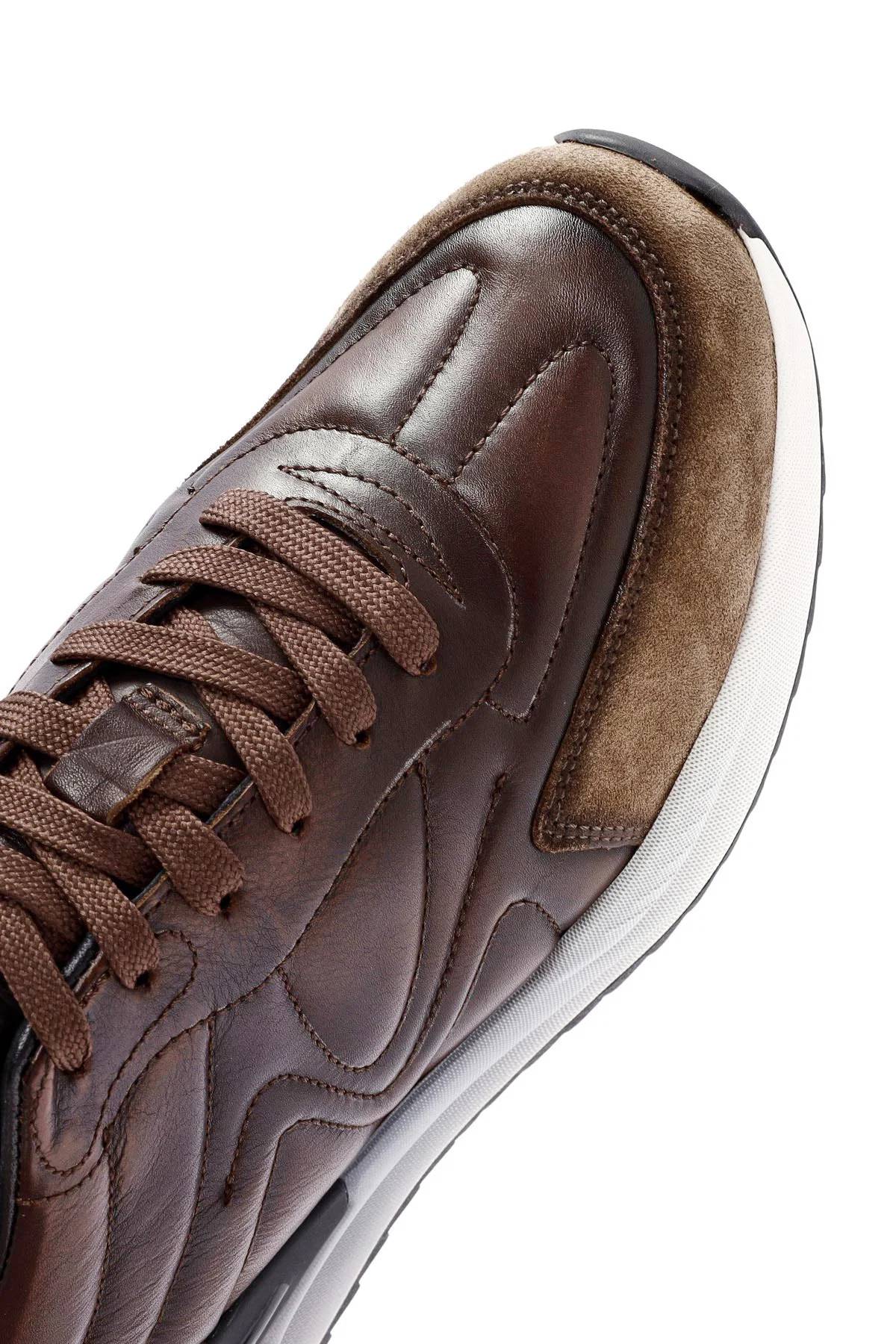 Erkek Kahverengi Bağcıklı Deri Sneaker - Image 10