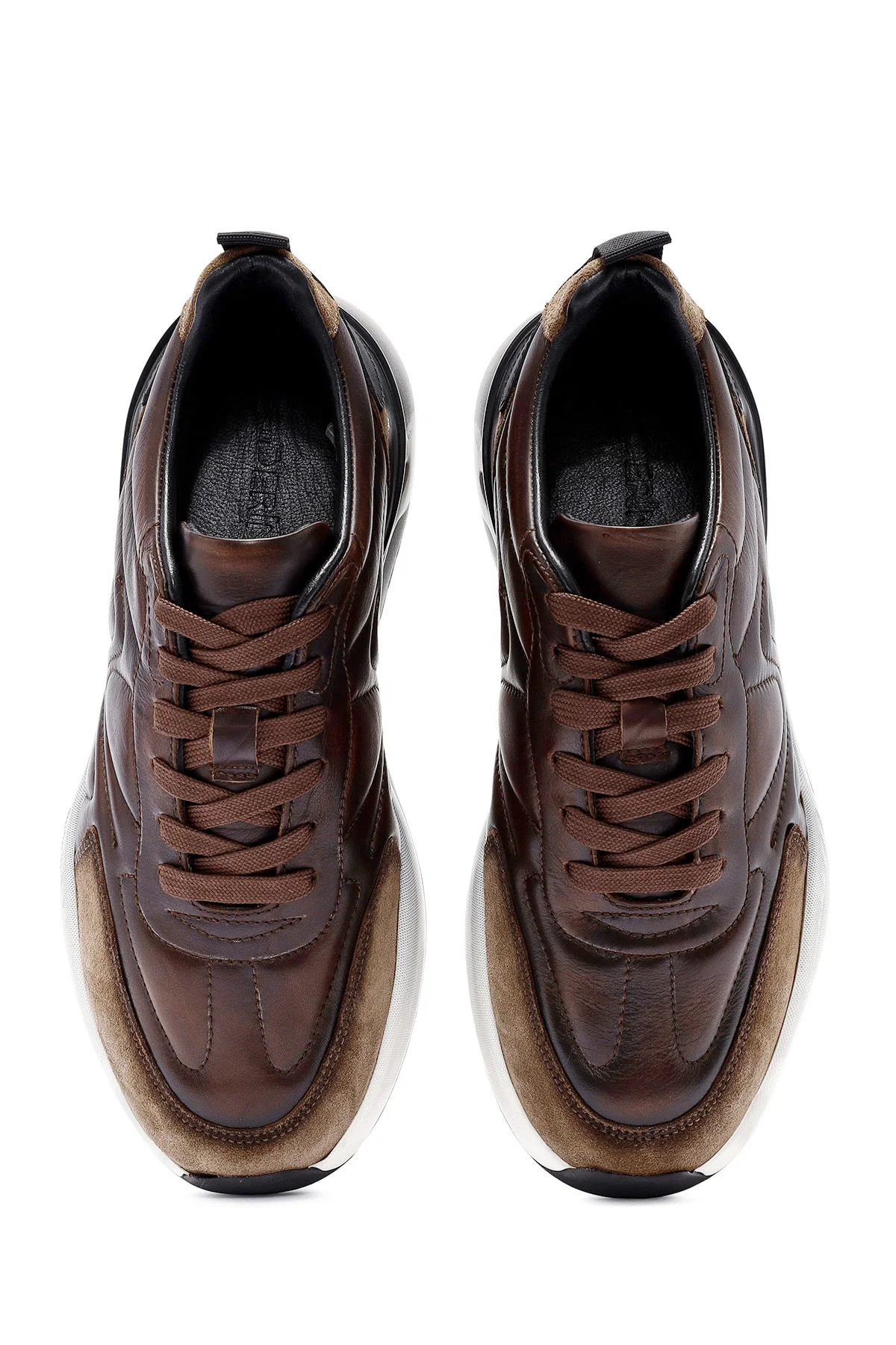 Erkek Kahverengi Bağcıklı Deri Sneaker - Image 7