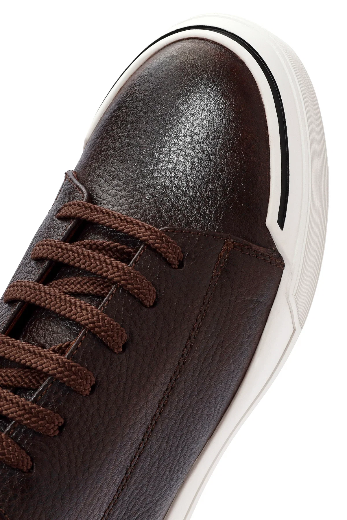 Erkek Kahverengi Bağcıklı Deri Sneaker - Image 10