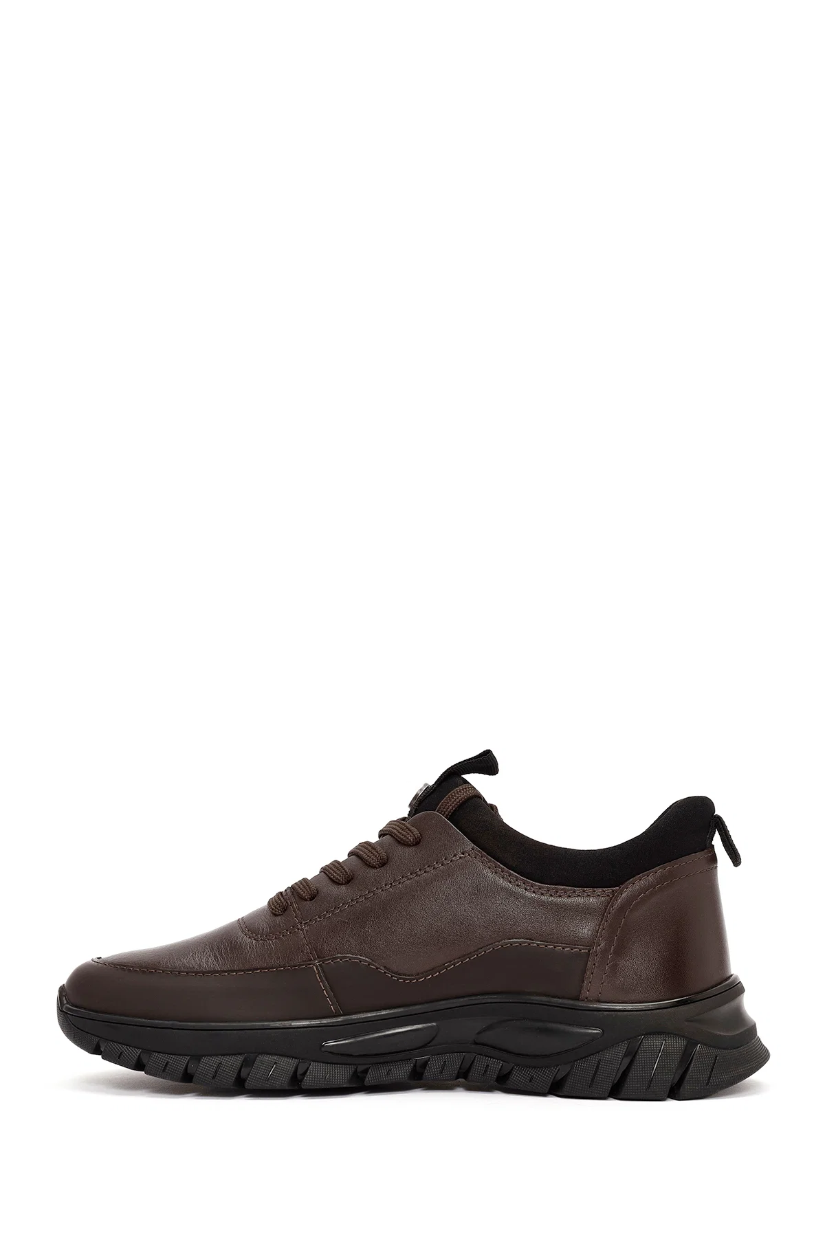 Erkek Kahverengi Bağcıklı Deri Sneaker - Image 2