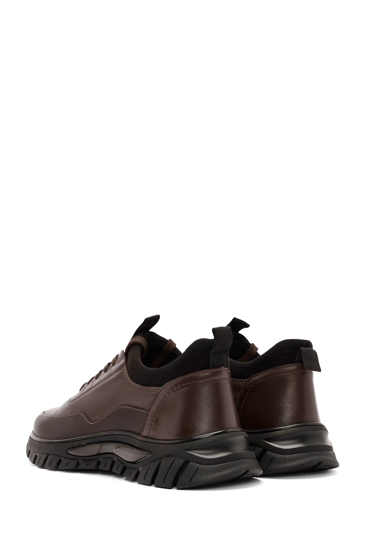 Erkek Kahverengi Bağcıklı Deri Sneaker - Image 5