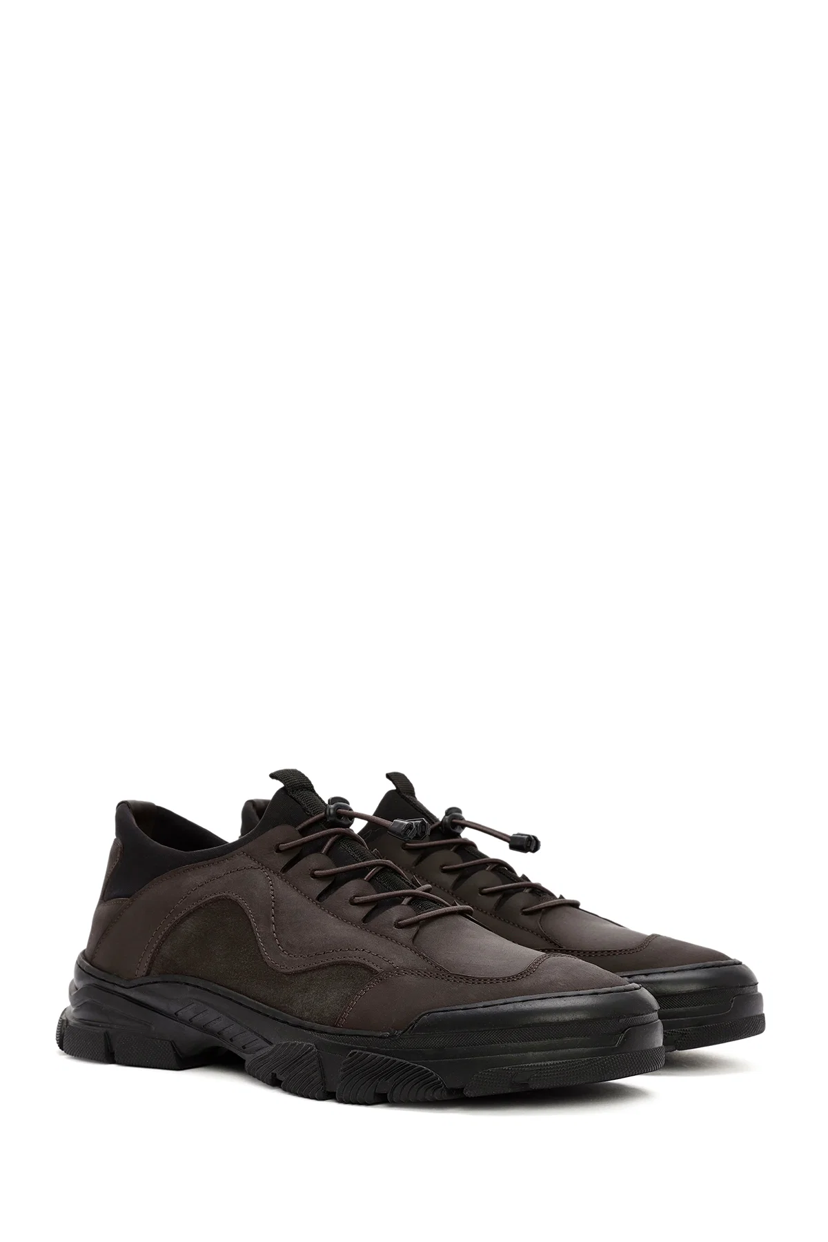 Erkek Kahverengi Bağcıklı Deri Sneaker - Image 3