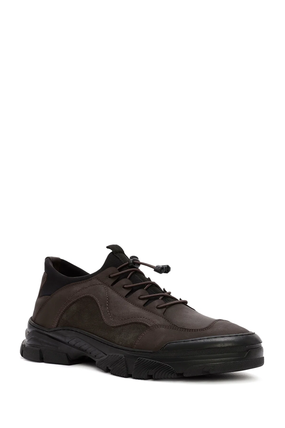 Erkek Kahverengi Bağcıklı Deri Sneaker - Image 6
