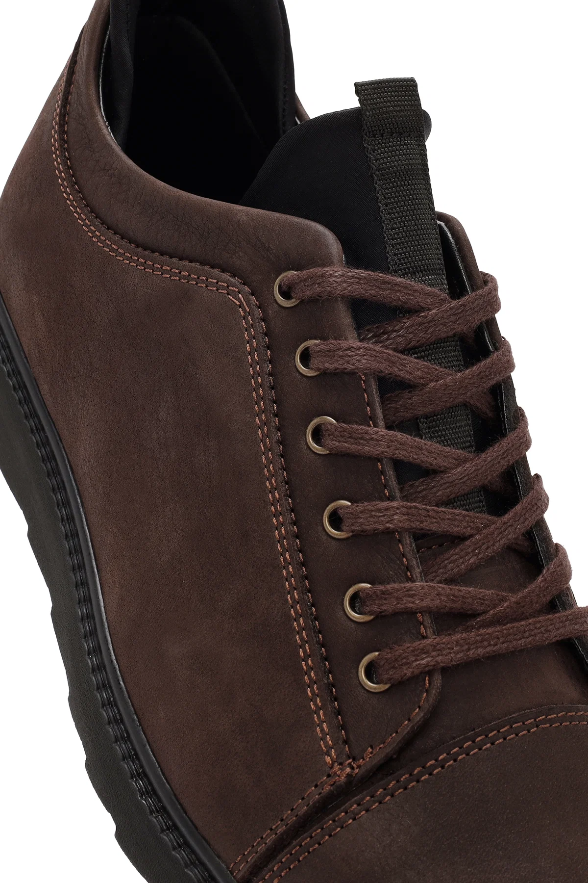 Erkek Kahverengi Bağcıklı Deri Sneaker - Image 10