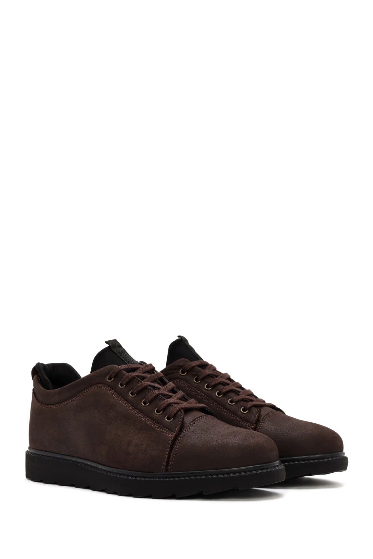 Erkek Kahverengi Bağcıklı Deri Sneaker - Image 3
