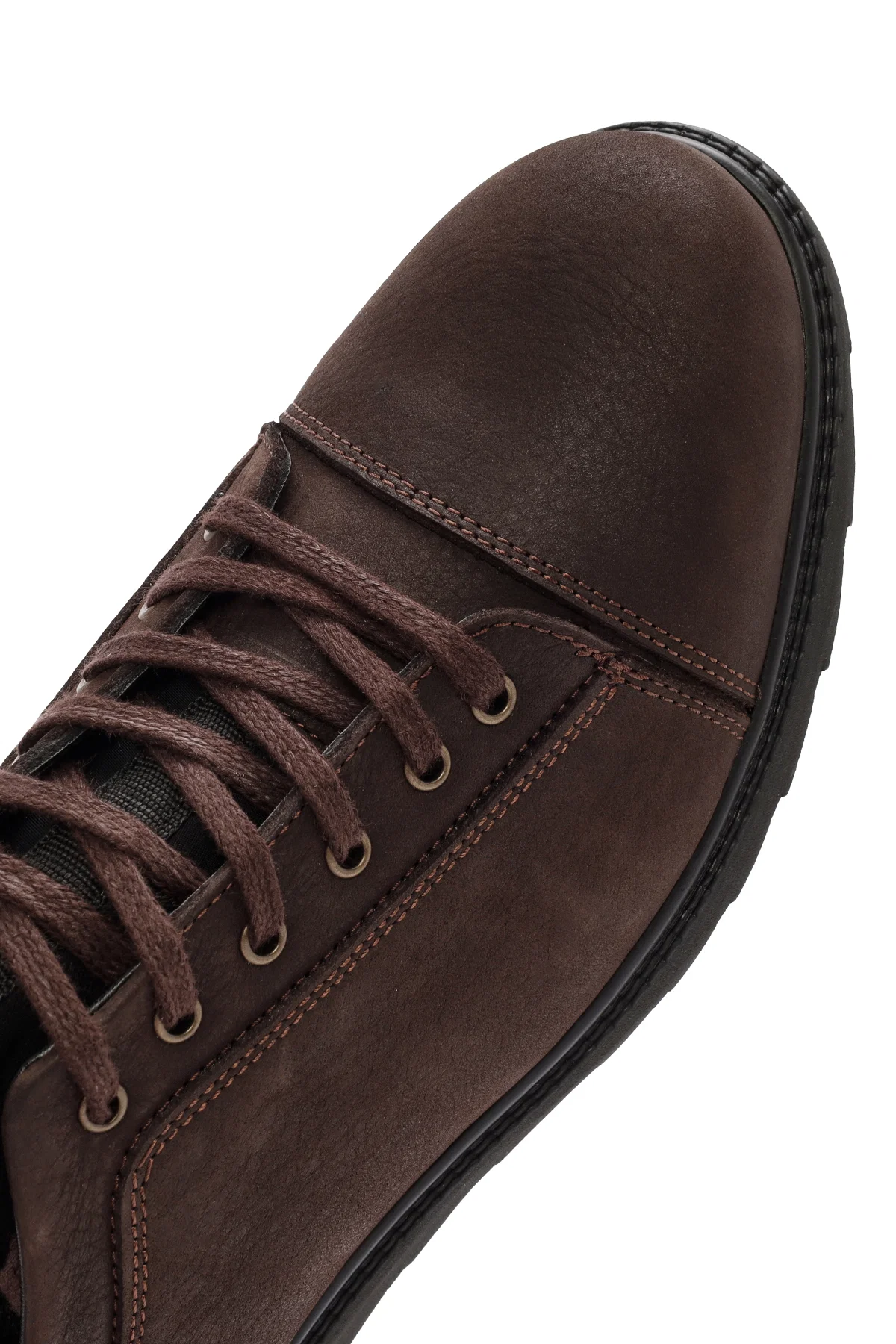 Erkek Kahverengi Bağcıklı Deri Sneaker - Image 9