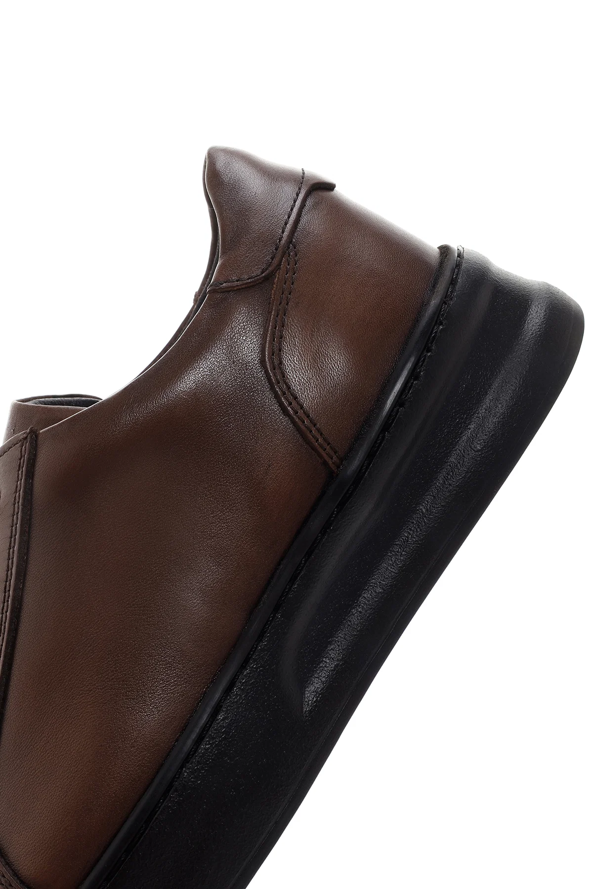 Erkek Kahverengi Bağcıklı Deri Sneaker - Image 7