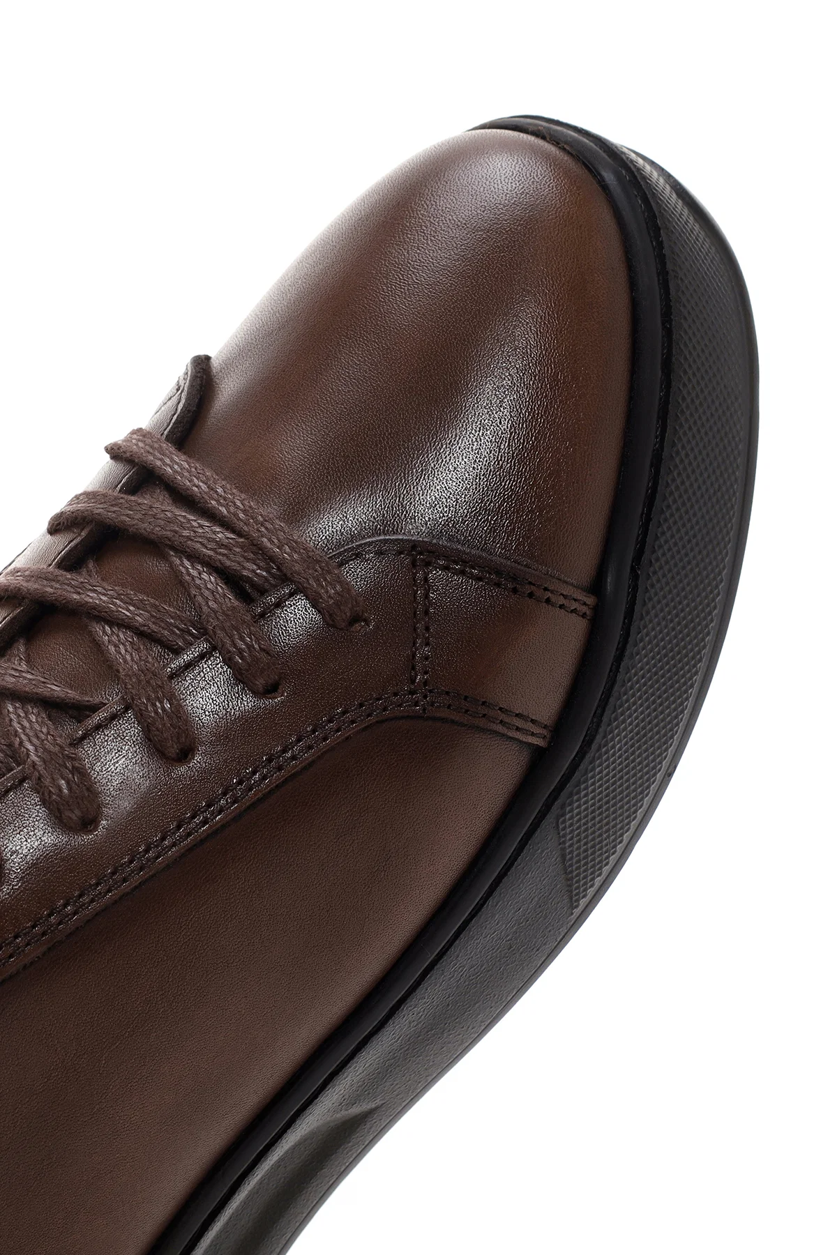 Erkek Kahverengi Bağcıklı Deri Sneaker - Image 9