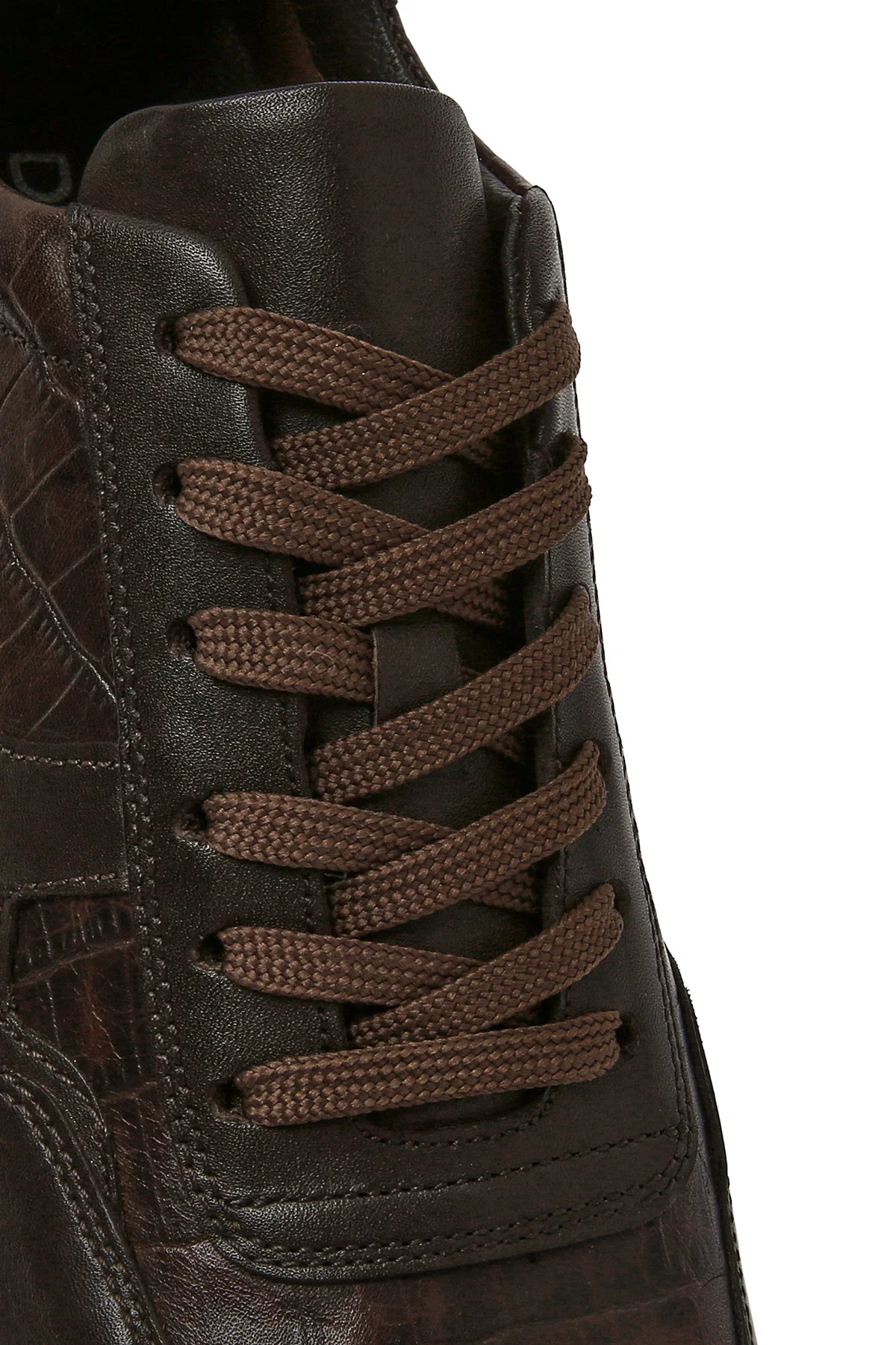 Erkek Kahverengi Bağcıklı Deri Sneaker - Image 10