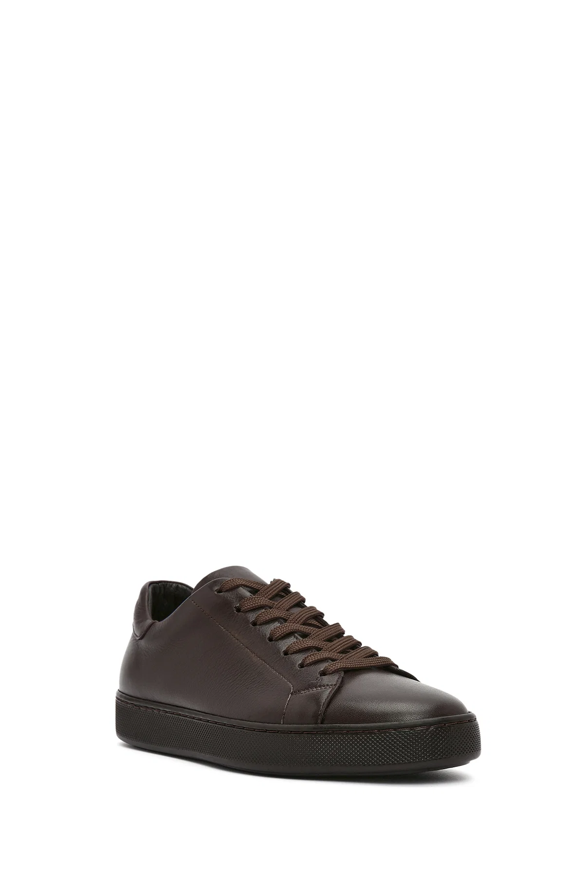 Erkek Kahverengi Bağcıklı Deri Sneaker - Image 6