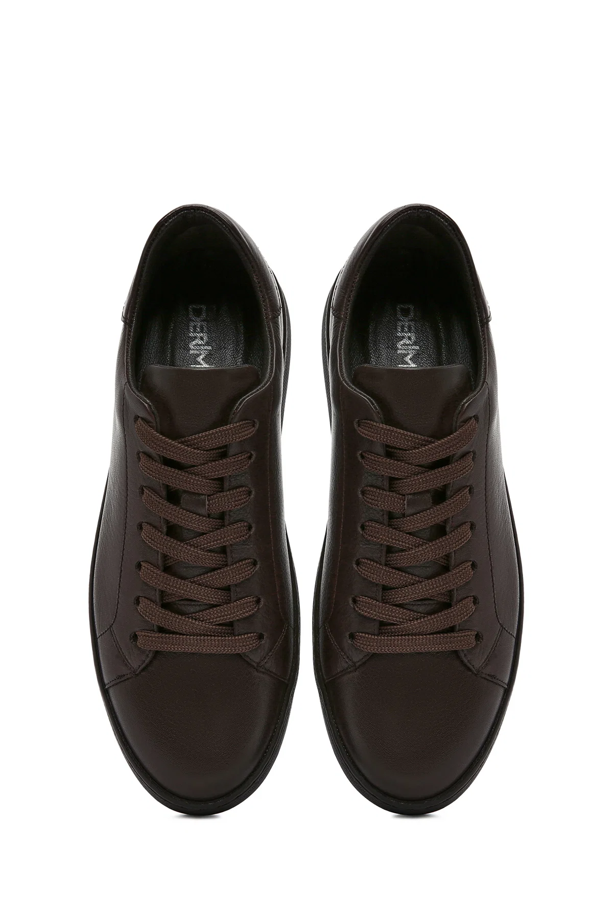 Erkek Kahverengi Bağcıklı Deri Sneaker - Image 7