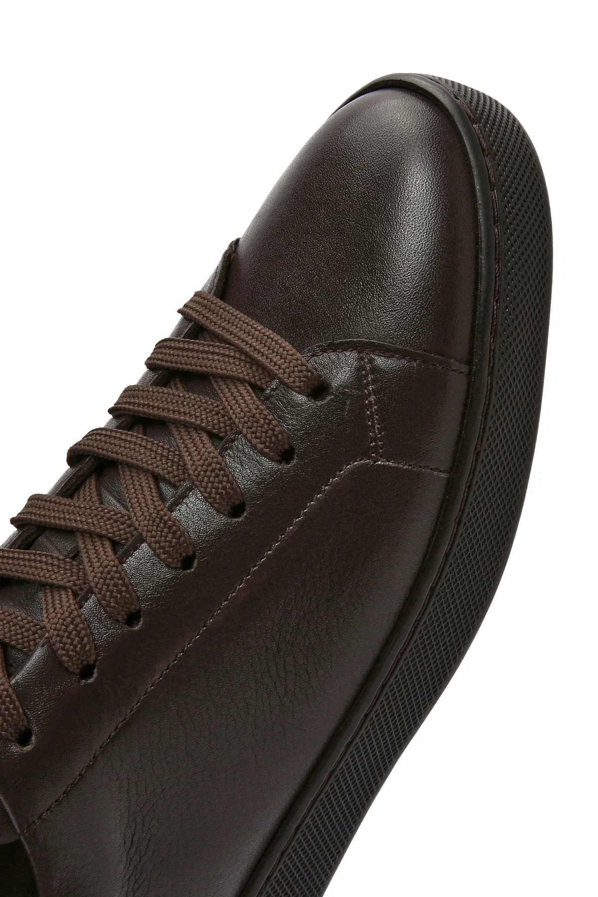 Erkek Kahverengi Bağcıklı Deri Sneaker - Image 9