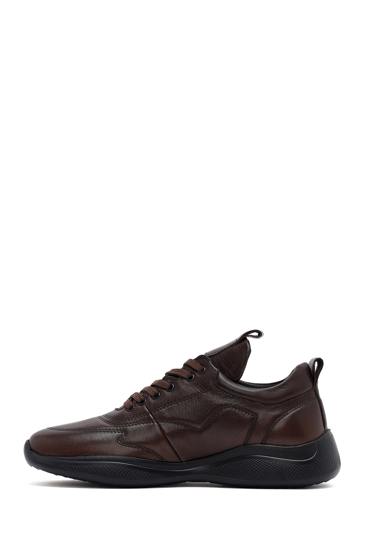 Erkek Kahverengi Bağcıklı Deri Sneaker - Image 2