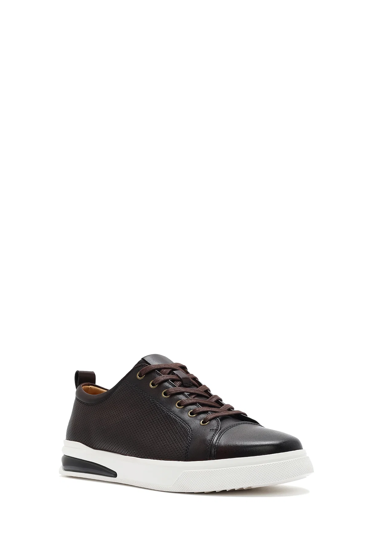 Erkek Kahverengi Bağcıklı Deri Sneaker - Image 6