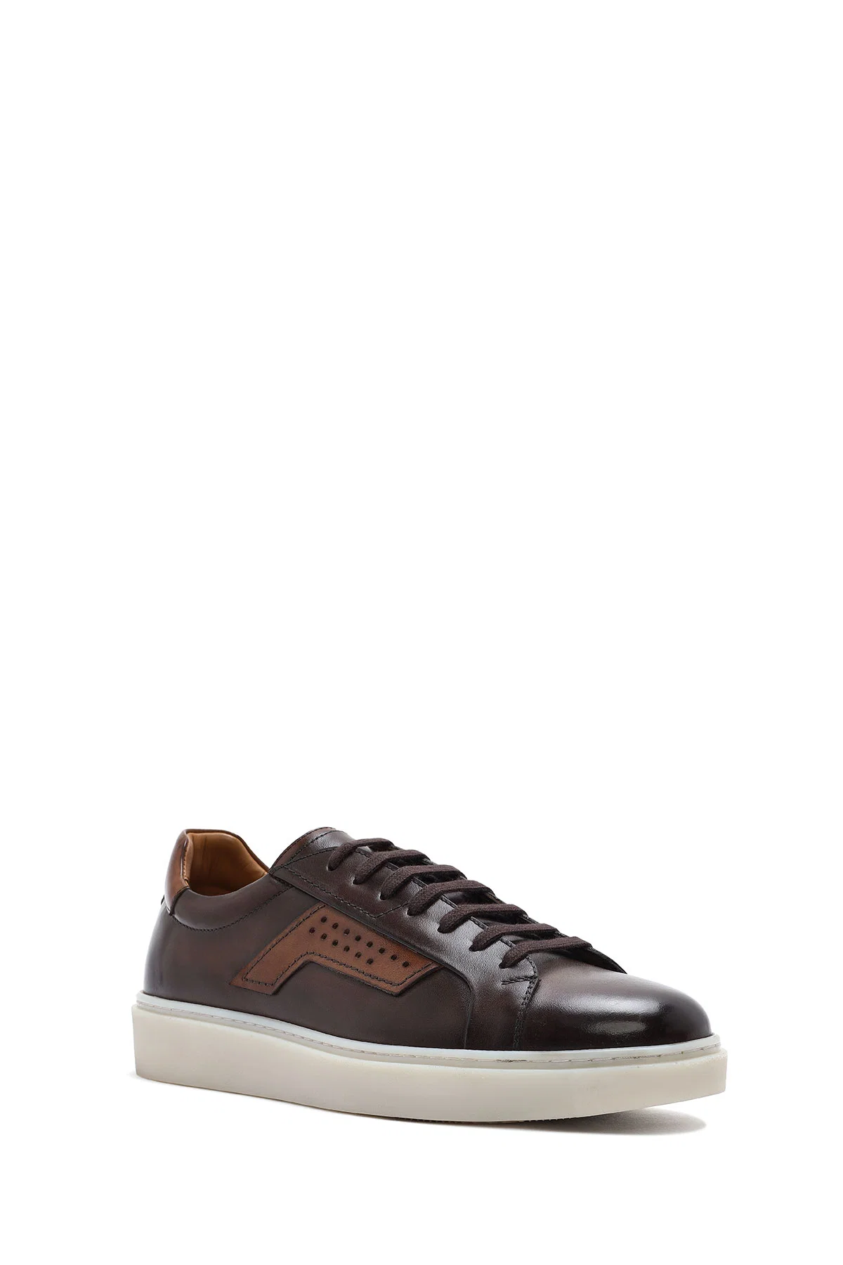 Erkek Kahverengi Bağcıklı Deri Sneaker - Image 7
